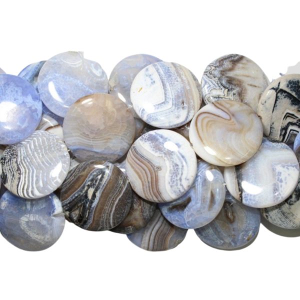 Blue Fire Agate - Coin - 40mm - 40cm Strand