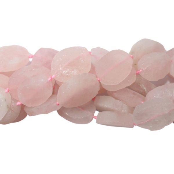 Rose Quartz - 20mm Flat Oval - 40cm Strand