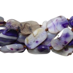 Agate - Faceted Rectangle - Purple - 35mm - 40cm Strand