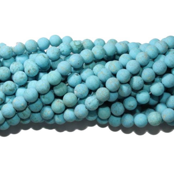 Howlite - Round - 8mm - Matt Lt Blue - 40cm Strand