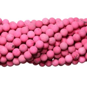 Howlite - Round - 8mm - Matt Pink - 40cm Strand