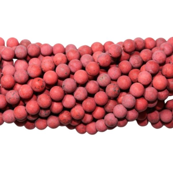 Howlite - Round - 8mm - Matt Red - 40cm Strand