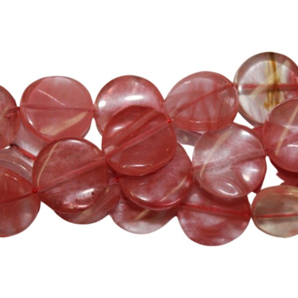 Cherry Quartz - Twist Coin - 18mm - 39cm Strand