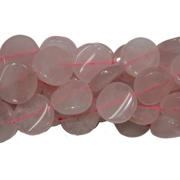 Rose Quartz - Twist Coin - 18mm - 39cm Strand