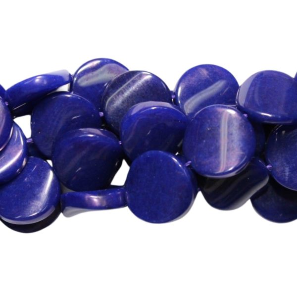 Blue Jade - Twist Coin - 18mm - 39cm Strand