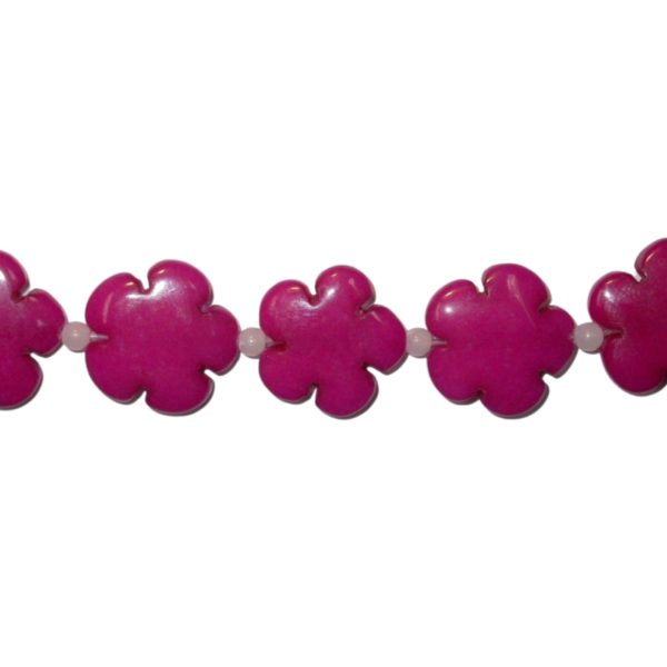 Jade Flower - 20mm - Dyed - Dark Pink - 44cm Strand