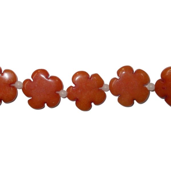 Jade Flower - 20mm - Dyed - Orange - 44cm Strand