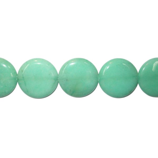 Jade Coin - 35mm - Dyed - Light Blue - 39cm Strand