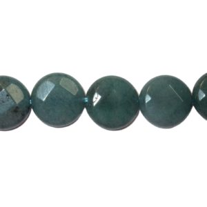 Jade - Faceted Coin - 15mm - Morion - 38cm Strand