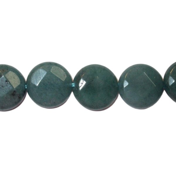 Jade - Faceted Coin - 15mm - Morion - 38cm Strand