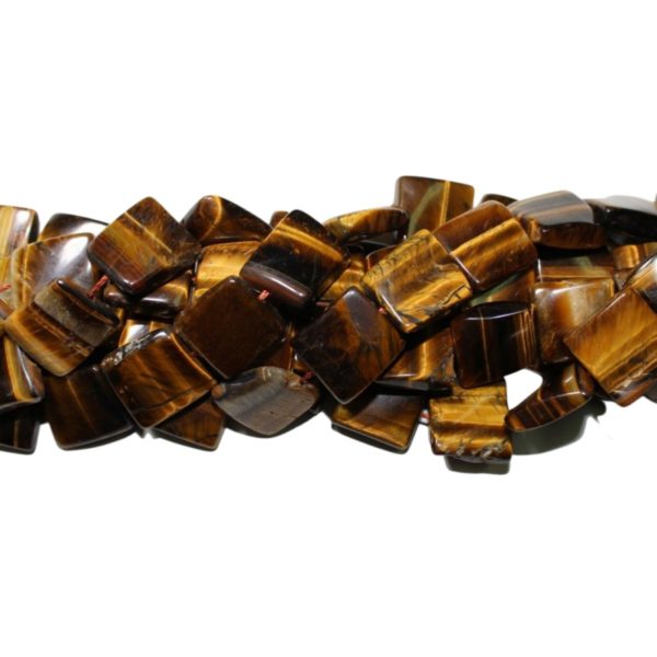 Tiger Eye - Twisted Flat Square - 15mm - 39cm Strand