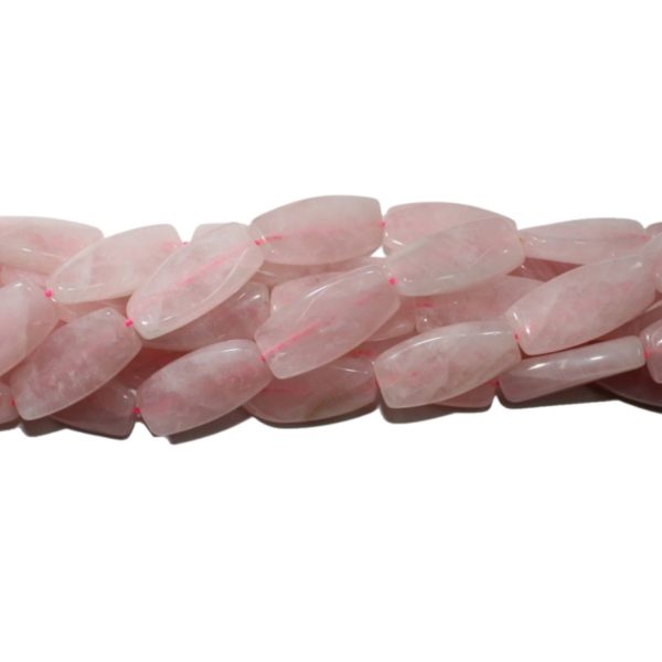 Rose Quartz - Twisted Flat Barrel - 30mm - 39cm Strand