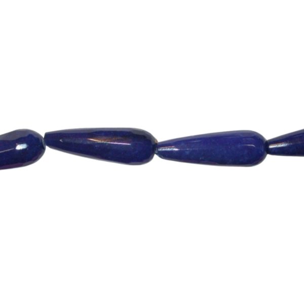 Jade Faceted Drop - 30 x 10mm - Dyed - Blue - 40cm Strand