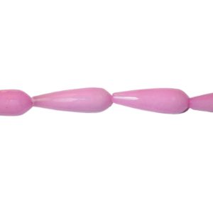 Jade Faceted Drop - 30 x 10mm - Dyed - Pink - 40cm Strand