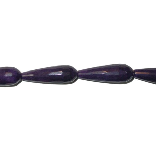 Jade Faceted Drop - 30 x 10mm - Dyed - Purple - 40cm Strand