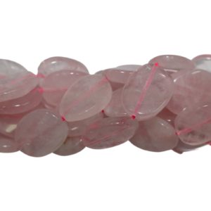 Rose Quartz - Oval - Flat Twist - 20 x 15mm - 40cm Strand