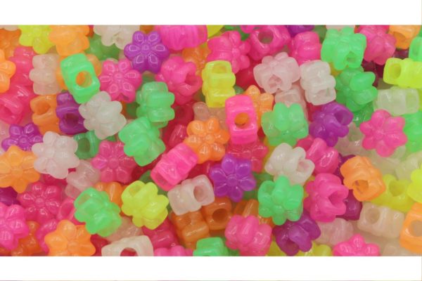 Flower Pony Bead - 13mm - Glow In The Dark Mix