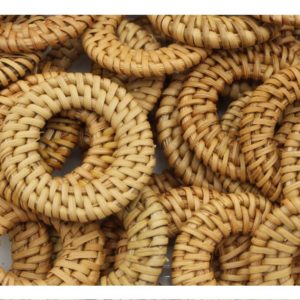 Circle - Wood / Raffia - 35mm - Tan