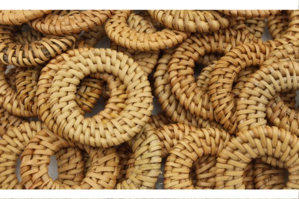 Circle - Wood / Raffia - 35mm - Tan