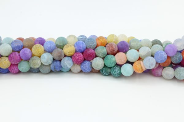 Agate - Multi Colour Matte - Dyed - 8mm Round - 40cm Strand