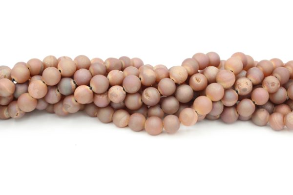 Druzy Crystal - 8mm Round - Apricot - 37cm Strand