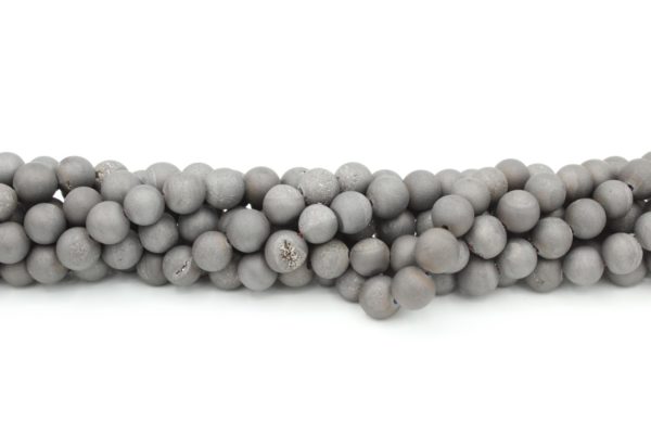 Druzy Crystal - 8mm Round - Slate - 37cm Strand