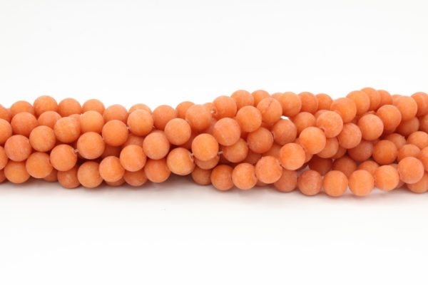 Jade Matte - Dyed Orange - 8mm Round - 40cm Strand