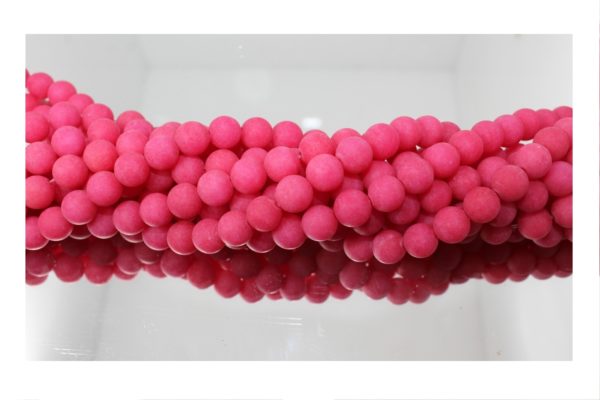 Jade Matte - Dyed Pink - 8mm Round - 40cm Strand