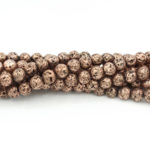 Lava Stone - Metallic Bronze Plate - 8mm Round - 40cm Strand