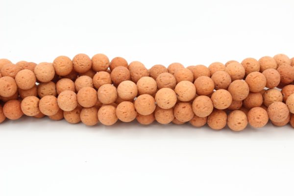 Lava Stone - Light Brown - Dyed - 8mm Round - 40cm Strand