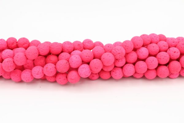 Lava Stone - Pink - Dyed - 8mm Round - 40cm Strand