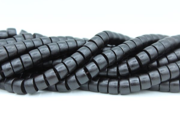 Wood Bead - 8mm Drum - Black - 40cm Strand