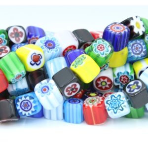 Millefiori Style - 8mm Cube - 40cm Strand