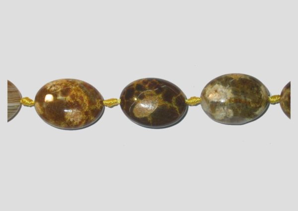 Tiger Agate - 20 x 15mm Flat Oval - 38cm Strand