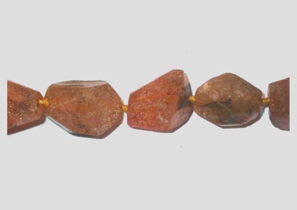 Agate - Faceted Nugget - Orange - 22mm - 20cm Strand