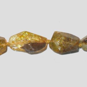 Agate - Faceted Nugget - Yellow - 22mm - 20cm Strand