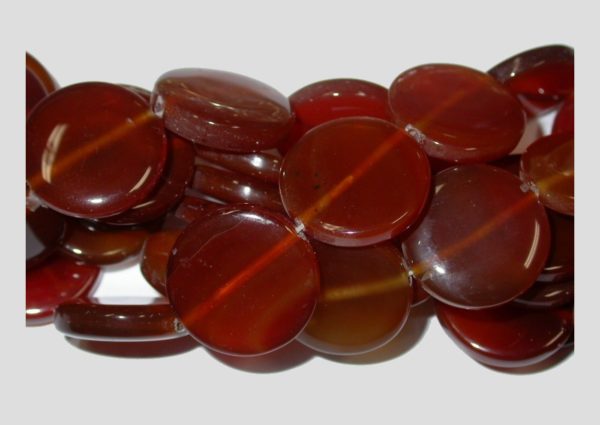 Agate - 25mm Flat Coin - 37cm Strand