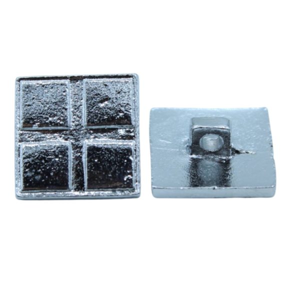 Square Tile Button - 16mm - Antique Silver