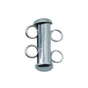 Slide Tube Clasp - 2 Row - 16 x 12mm - Antique Silver