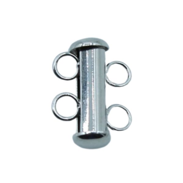 Slide Tube Clasp - 2 Row - 16 x 12mm - Antique Silver