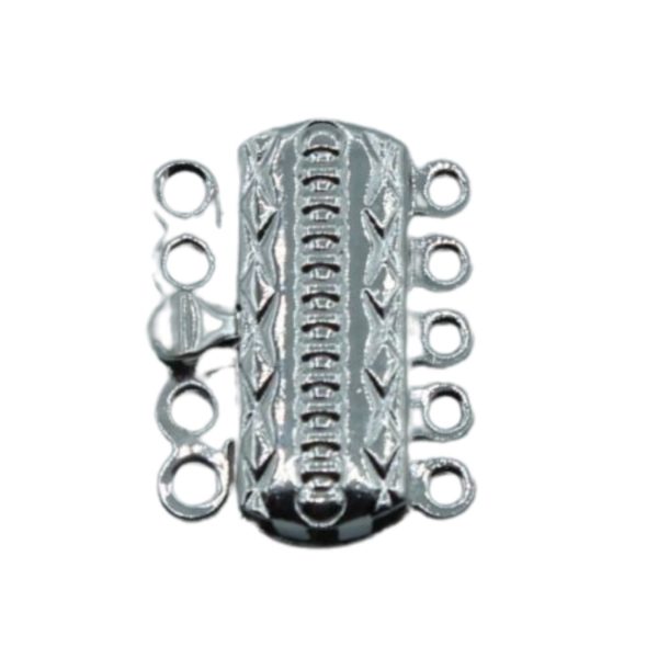 Rectangle - 5 Row Clasp - 19 x 15mm - Antique Silver