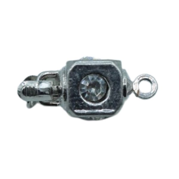 Crystal Cube Clasp - 14 x 6mm - Antique Silver