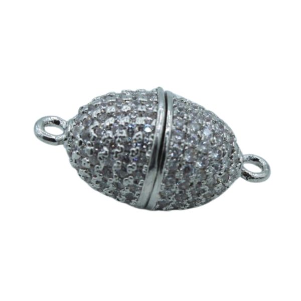 Crystal Magnetic Clasp - Oval - 24mm - Ant Silver