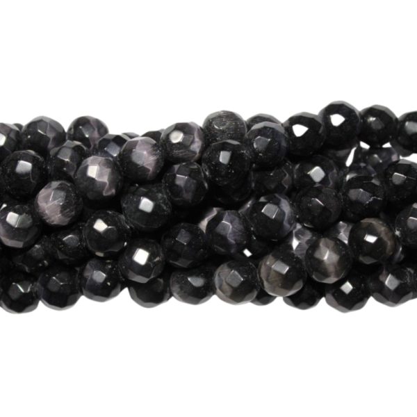 Cats Eye - 10mm - Faceted - Slate - 35cm Strand