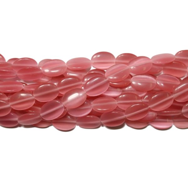 Cats Eye - 14mm - Oval - Pink - 38cm Strand