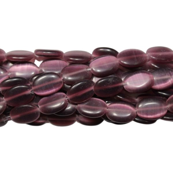 Cats Eye - 14mm - Oval - Purple - 38cm Strand