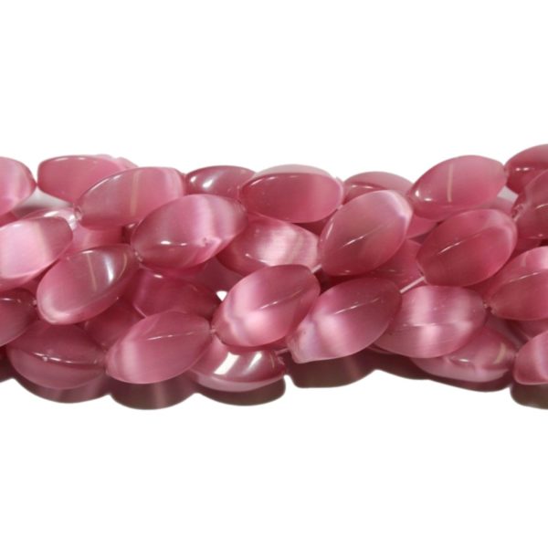 Cats Eye - 14mm - Twist Oval - Pink - 38cm Strand