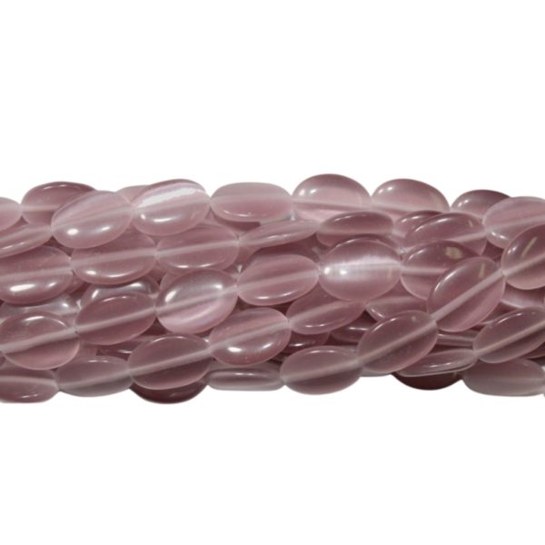 Cats Eye - 14mm - Oval - Light Purple - 38cm Strand