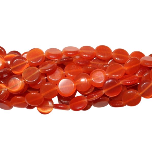 Cats Eye - 10mm - Coin - Orange - 38cm Strand