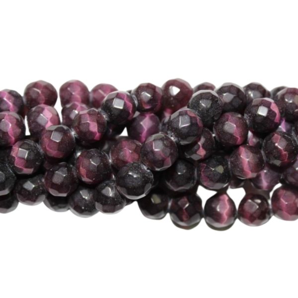 Cats Eye - 10mm - Faceted - Egg Plant - 35cm Strand